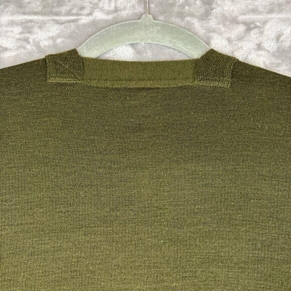 Andrea Jovine 100% Wool Cardigan ONE SIZE Dark Green Drop Shoulder Slouchy(0995) - Picture 9 of 14